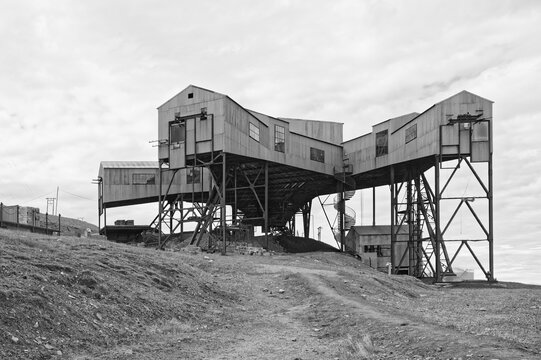 Ancient coal mine factory, Former Cable Center, Longyearbyen, Spitsbergen Island, Svalbard Archipelago, Norway