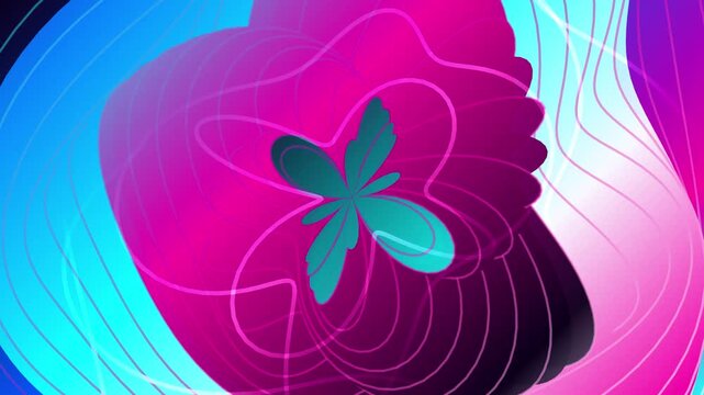 Abstract butterfly morphing animation: neon gradient fluid motion background