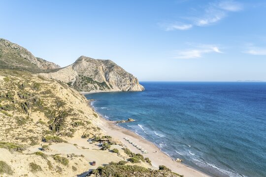Coast at Paradise Beach, sandy beach and turquoise sea, Kos, Dodecanese, Greece