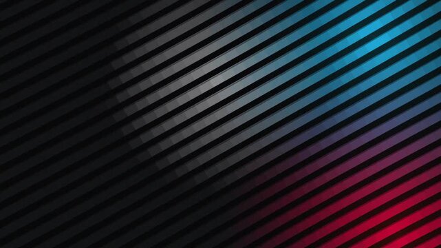 Abstract neon diagonal lines background, glowing blue and red motion modern digital technology texture for broadcast and presentation