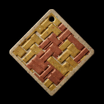 Textured Recycled Paper Tag with Embossed Woven Pattern on Black