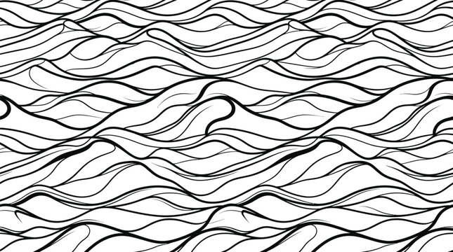 Abstract flowing line pattern featuring organic wave shapes in a minimalist black and white design