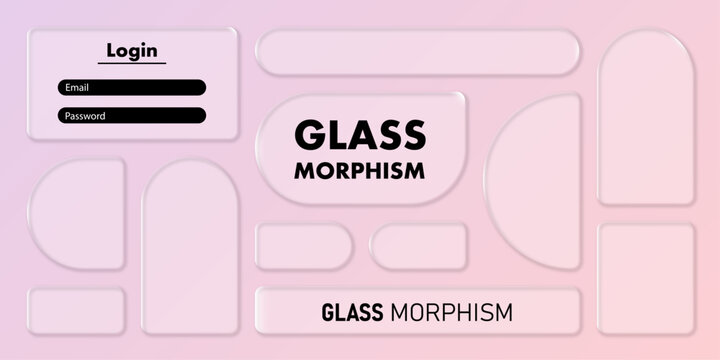 Modern ui design kit featuring trendy glass morphism effects on a soft pastel gradient background