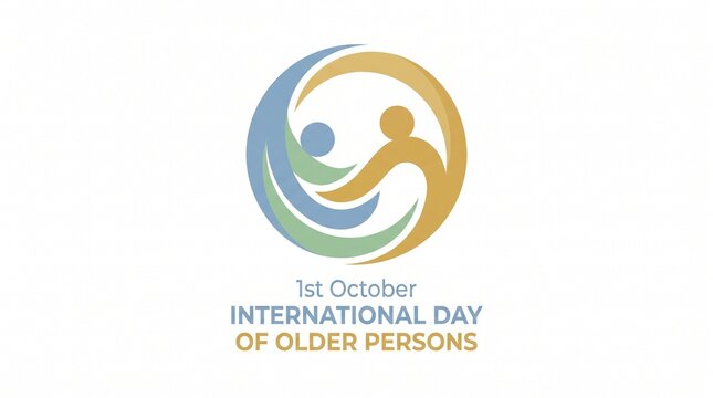 International day of older persons logo with abstract people figures
