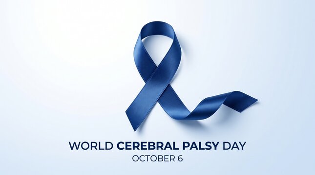World cerebral palsy day awareness green ribbon on clean background