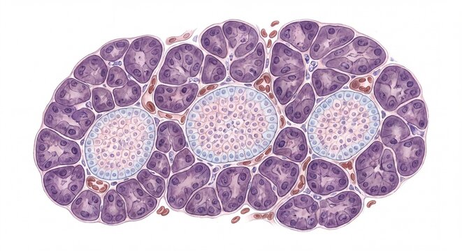 Microscopic View of Human Pancreatic Acinar Tissue Section