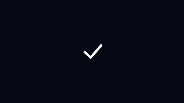 White check mark icon on a dark background representing approval and completion