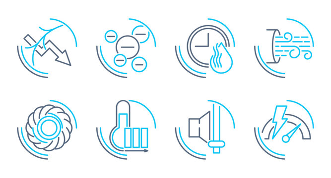 Hair Dryer Features and Benefits Icons Set