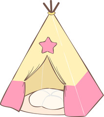 Illustrated Kids Play Tent With Star Decor © kheat