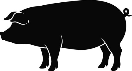 Obraz premium Silhouette of a pig standing in profile
