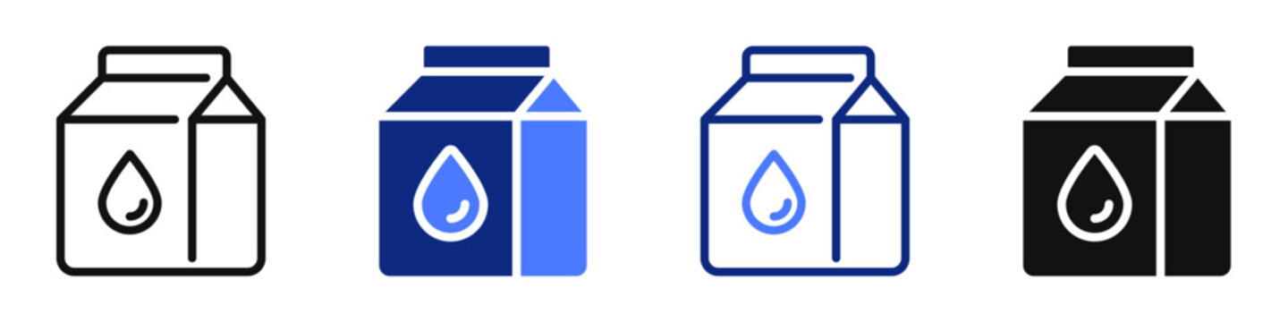 Vector icon or logo of milk cardboard pack related to diary products, healthy and organic nutrition, food packaging. Symbol for website or app UI, logo design, illustration