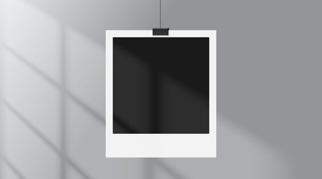 Vector illustration of instant photo frame or border with empty copy space for custom design. Realistic mockup or template, isolated on white background