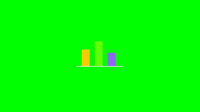 Animated bar chart graphic with green screen background for easy compositing.