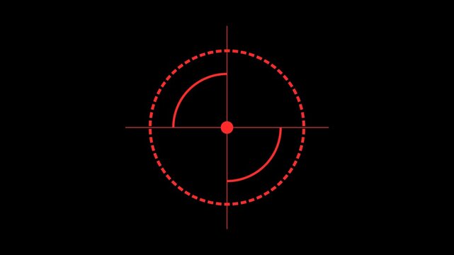 Cyber target lock crosshair animation with red scanning circle for gaming aiming interface
