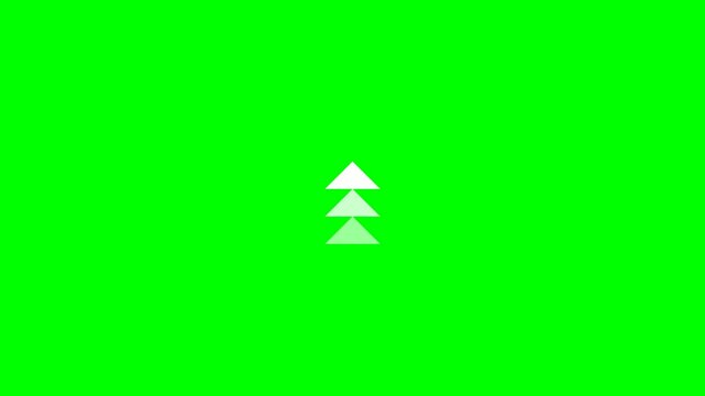 Animated fast forward button icon with motion blur on green screen background.