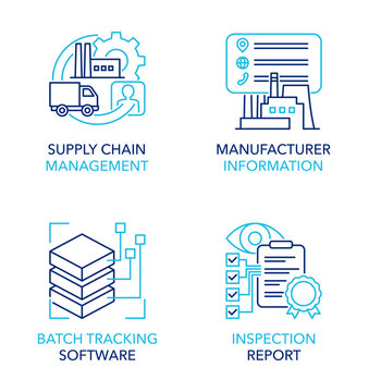 Product ID management icons set in thin line