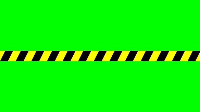 Caution tape on a green screen background for easy editing.