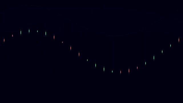 Abstract Sine Wave Data Visualization with Pulsing Light Points
