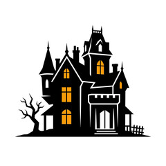Fototapeta premium Haunted Mansion Silhouette Icon