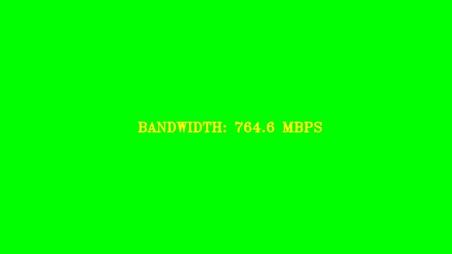 Digital data transfer speed indicator on a green screen background.