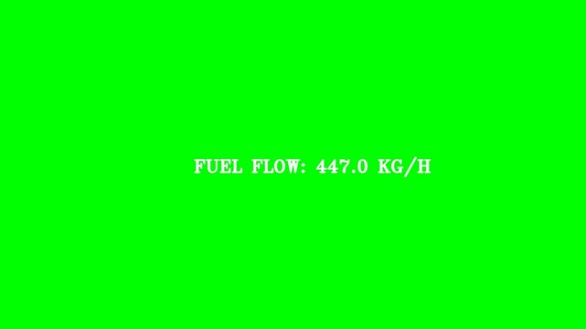 Digital display shows changing fuel flow data on a green screen background.