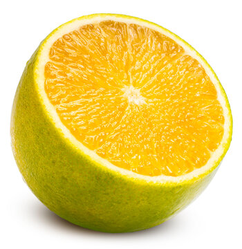 Yellow Orange with leaf isolated on white background, Orange fruit with clipping path, High resolution for beverage marketing, citrus-flavored product branding, and premium food packaging.