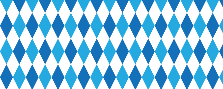 Oktoberfest seamless pattern with blue rhombus ornaments inspired by Munich folk design, perfect for Bavarian festival backgrounds, invitations, packaging, and seasonal graphics.