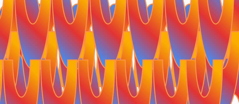Vibrant Abstract Background Featuring Repeating U-Shaped Curves in Warm Gradient Color Palette