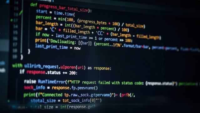 Software development source code displayed on a dark computer monitor screen