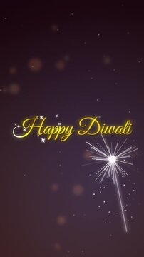 Happy Diwali Script Text with Burning Sparkler on Navy Blue Loop