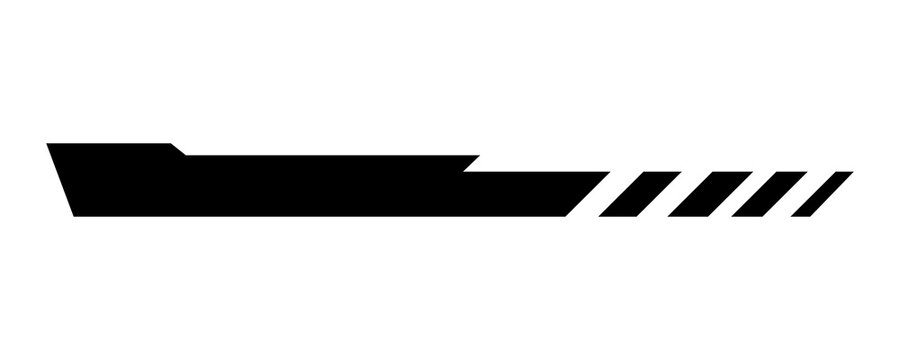 Black lower third bar template sharp angled modern minimal design video title space on transparent background.