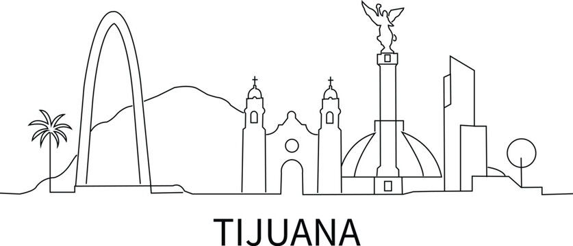 Tijuana skyline drawn with simple lines