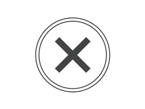 Simple dark gray cross icon inside a circle