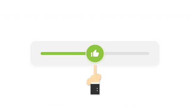 Slider icon with a thumb up symbol indicating positive user feedback and evaluation rating.
