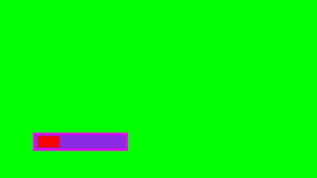 Simple animated graphic element with progress bar and dot on green screen background.
