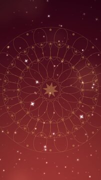 Diwali Gold Dust and Line Mandala on Burgundy Loop Background