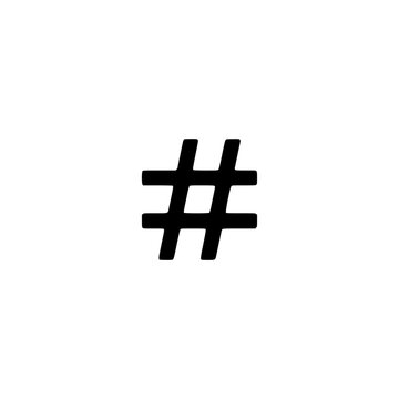 Hash code icon. Solid black glyph of a hash code for cryptocurrency and blockchain.