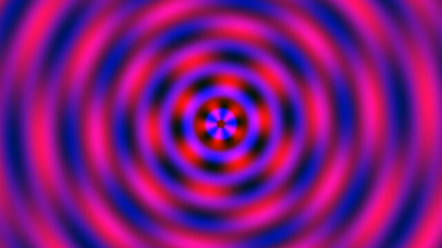 Vibrant Abstract Radial Pattern with Concentric Circles in Pink and Blue.