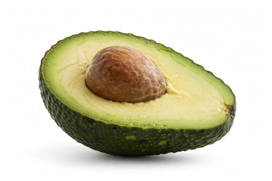 Fresh ripe avocado half with a large seed, rich in healthy fats and perfect for clean eating.