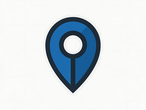 Blue location pin icon with central circle and outline on a subtle textured surface