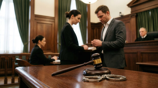 Justice And Legal Proceedings In A Courtroom Setting Displayed