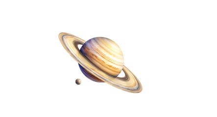 Ringed Planet Saturn with Moon Isolated PNG Cutout © SpectraFocus