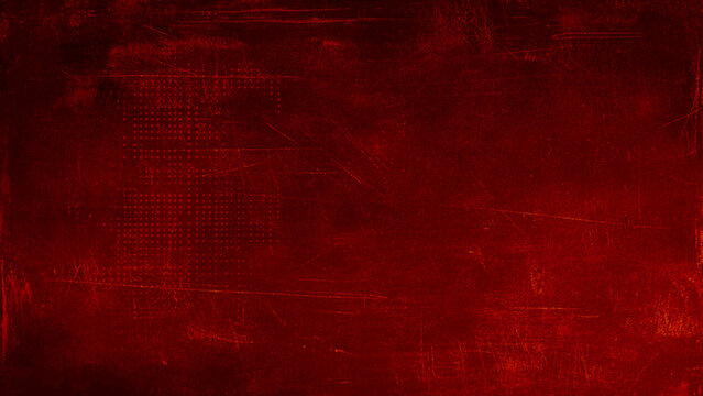 Red concrete wall. Abstract background for design with copy space. Red paint splatter and grunge texture background.