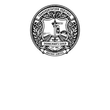 Vintage railway signalman badge emblem with train track illustration