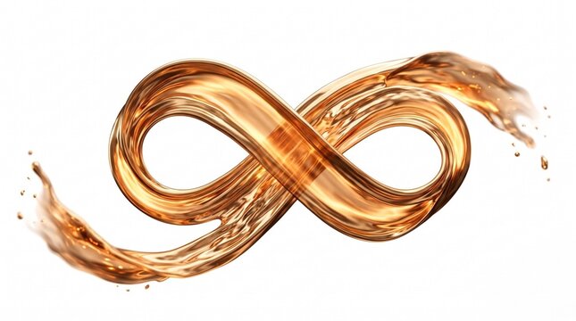 Futuristic Liquid Metal Infinity Loop With Warm Golden Reflections for Luxury Wedding and Beauty Advertising