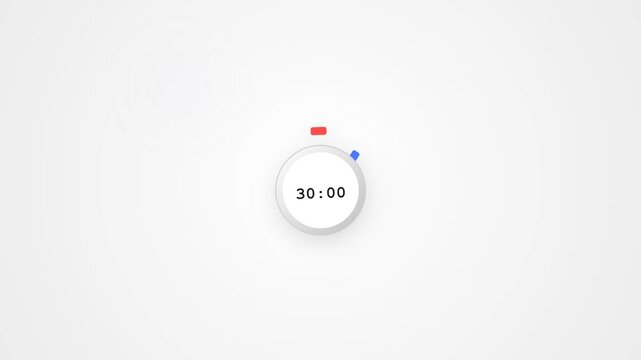 Minimal 30 Minute Countdown Timer UI Animation with Circular Progress