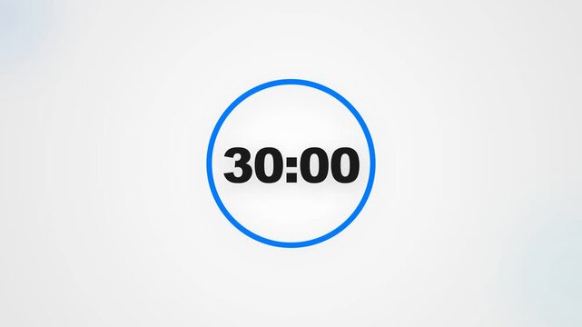 30 Minute Countdown Timer with Circular Progress Indicator Animation