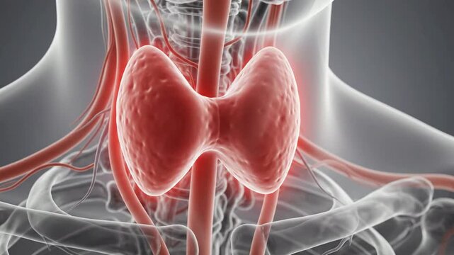 Human thyroid gland anatomy 3D medical animation: endocrine system physiology and health concept human anatomy