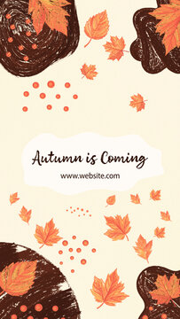 Vertical Cute Autumn Illustrated Title &ndash; Cozy Fall Hand Drawn Leaves Opener for Short-Form Video