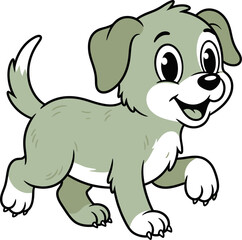 Fototapeta premium A green puppy with white markings is depicted in a colorful vector illustration style dog canine
